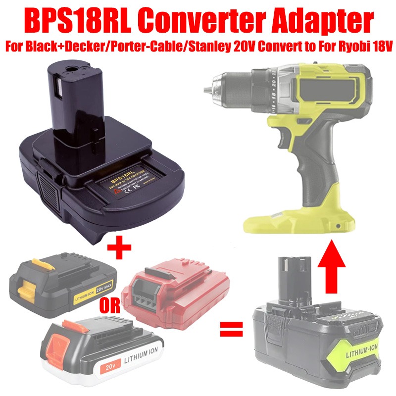 Black+Decker Tool Cordless - ALASICKA バッテリーアダプター BPS18RL ブラック+デッカー/ポーターケーブル/スタンレー 20V リチウムバッテリー用