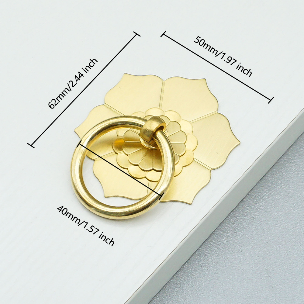 Unique Furniture Hardware Pulls - 花柄真鍮製キャビネットドアノブ ドロップリングハンガーリング - ユニークな引き出しプル ドレッサーノブ ホームデコレーションハードウェア