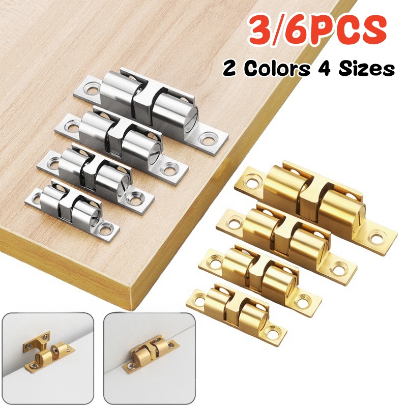 Furniture Hardware Latch - 3/6 個キャビネットクローゼットドアボールキャッチ、真鍮ダブルローラースプリングボールキャッチラッチ、家具ドアロック、調整可能なテンションラッチ