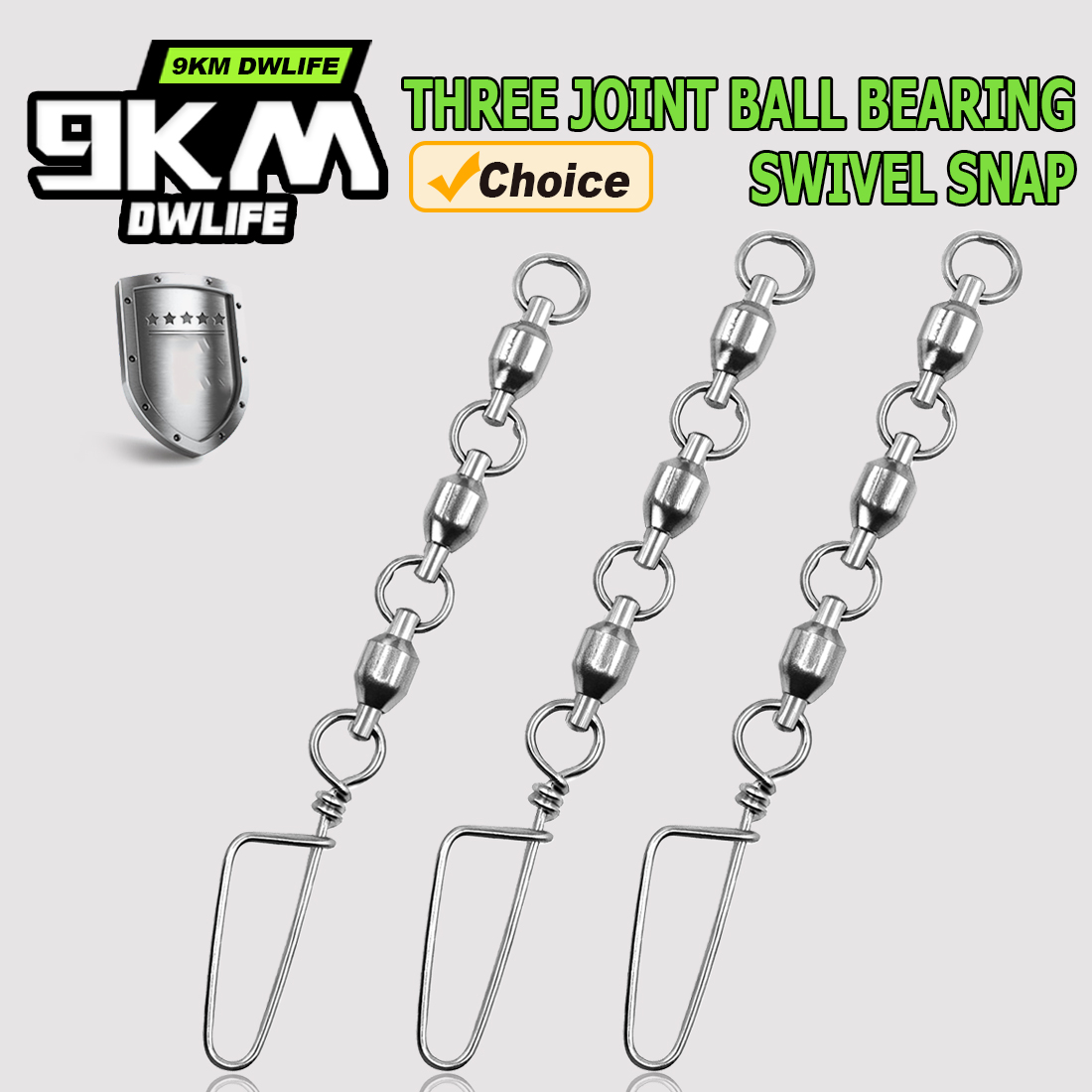 Joint Connector Bracket - 9KM ボールベアリングスイベルスナップ 5個入り 三連スナップスイベルクリップコネクター 海水用アクセサリー 釣り道具
