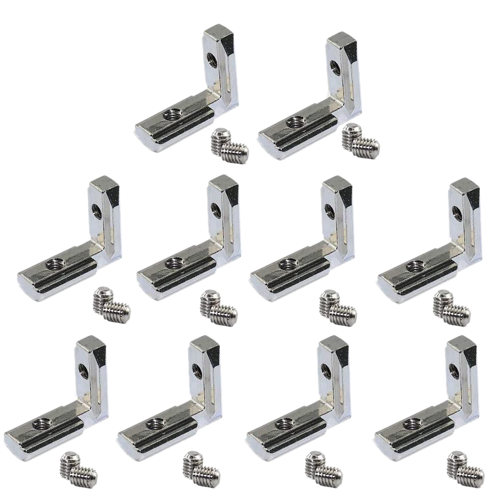 Joint Connector Bracket - 内部L字型T字型コーナーコネクタ、アルミニウム押し出しプロファイル、ジョイントブラケット、2020シリーズ、6mm、20個