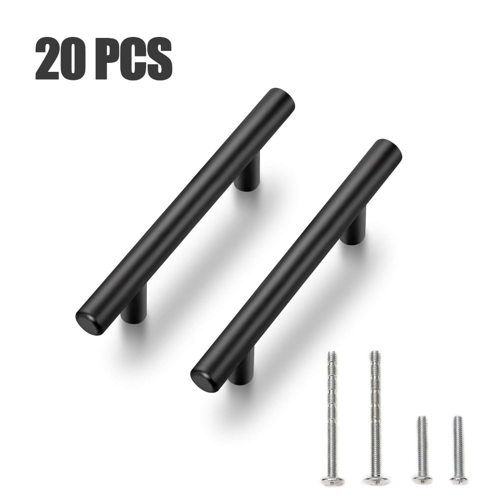 Furniture Hardware Drawer Pulls - 20 個キャビネット取手マットブラックステンレス鋼ドレッサーキッチン引き出し取手 50/150/200/250 ミリメートル長さ穴距離 96/128/160 ミリメートル