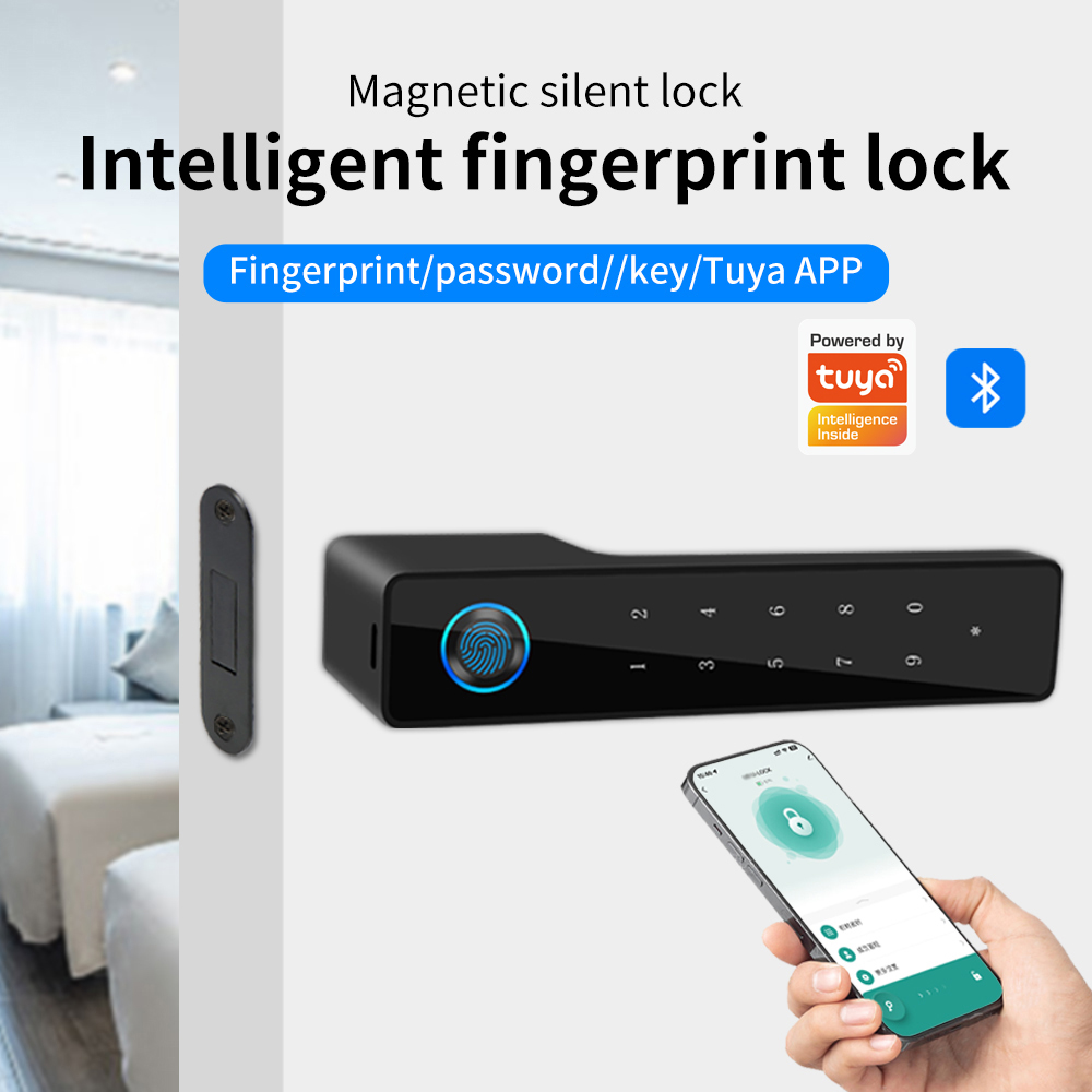 ミニマリスト電子指紋サイレントドアロックサポート Tuya  - Furniture Hardware Latch のレビューと価格