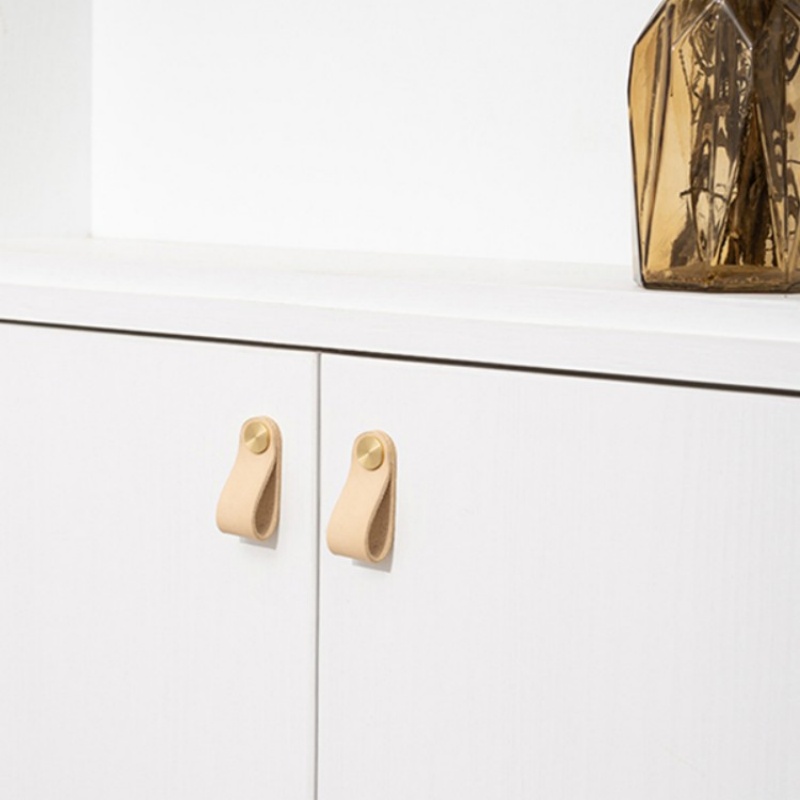 北欧スタイルの家具ハンドル、ソリッドカラーのレザー製引き出し - Furniture Hardware Drawer Pulls のレビューと価格