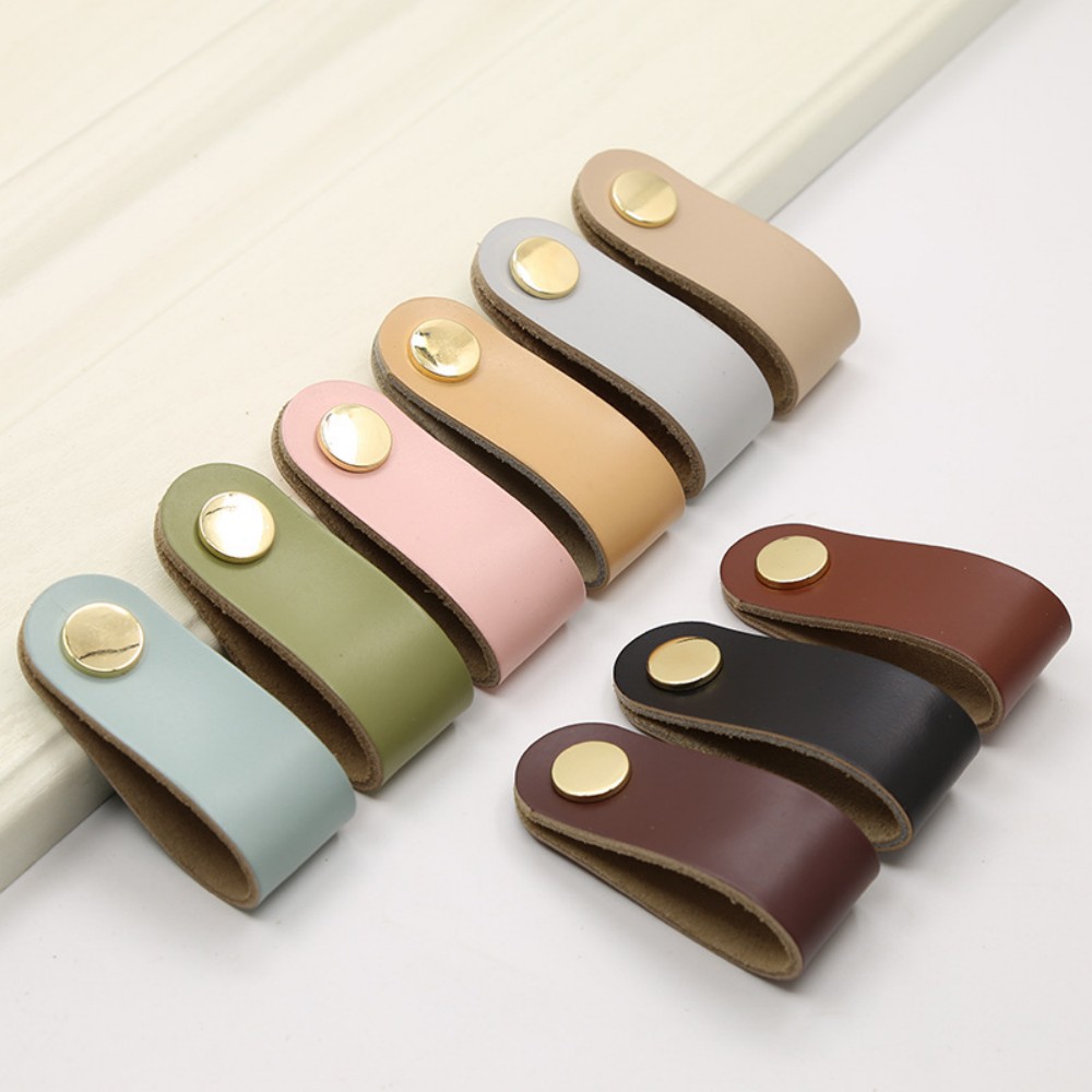 北欧スタイルの家具ハンドル、ソリッドカラーのレザー製引き出し - Furniture Hardware Drawer Pulls のレビューと価格