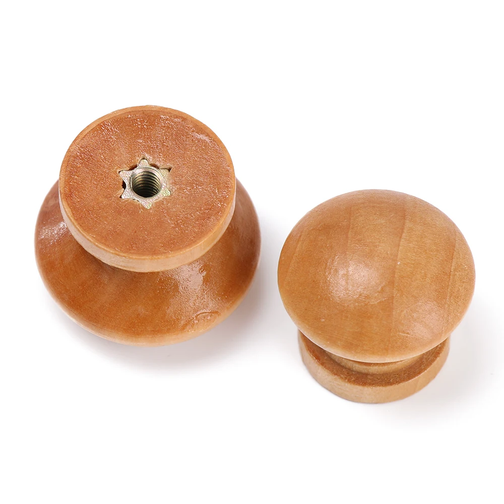 10 ピース/ロット丸型天然木製引き出しノブワードローブプル - Furniture Hardware Drawer Pulls のレビューと価格