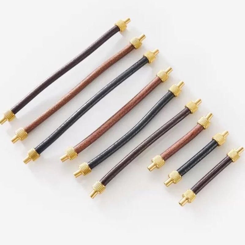 真鍮+革製キャビネットプルハンドル 環境に優しいモダンキャビ - Furniture Hardware Drawer Pulls のレビューと価格