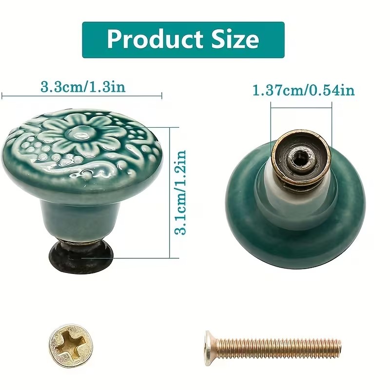 12個のセラミック製キャビネットノブ、花柄デザイン、耐久性の - Furniture Hardware Legs のレビューと価格