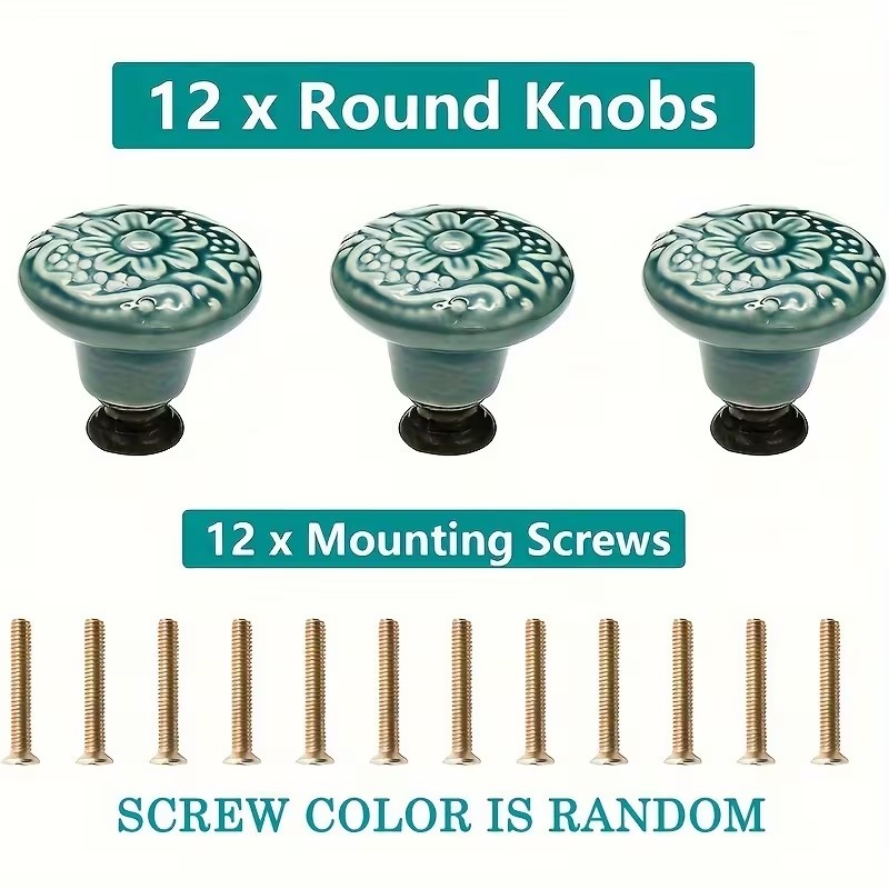 12個のセラミック製キャビネットノブ、花柄デザイン、耐久性の - Furniture Hardware Legs のレビューと価格