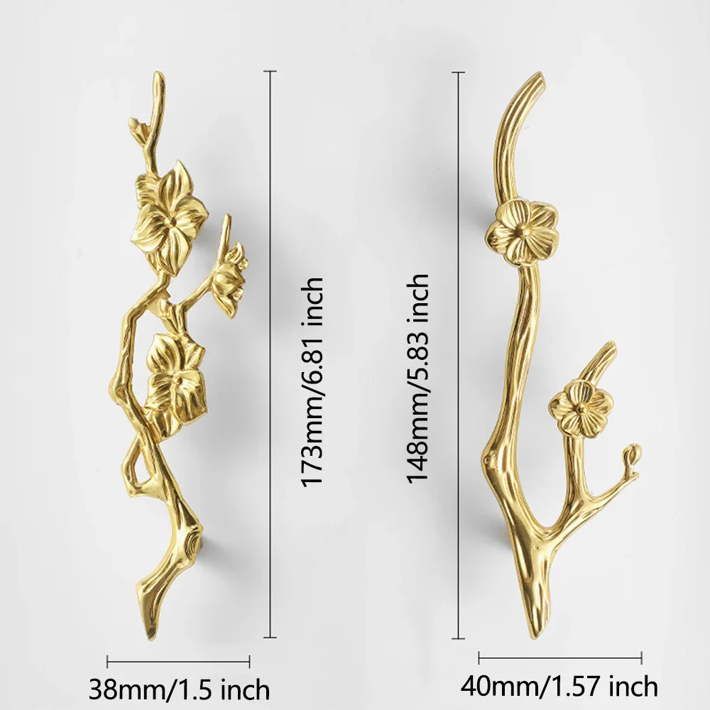 花の枝の形をした真鍮製キャビネットドアハンドル、ナイトスタン - Unique Furniture Hardware Pulls のレビューと価格